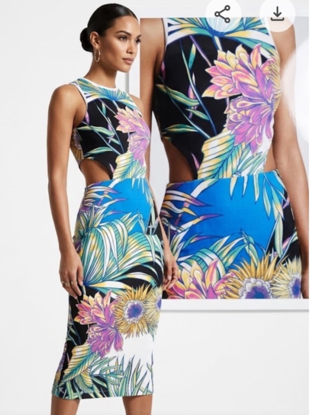 MARA HOFFMAN FLORAL CUTOUT MIDI DRESS